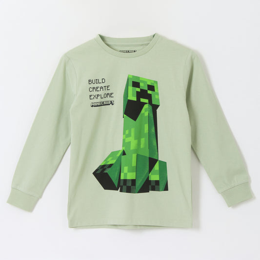 Polera Manga Larga Niño Creeper Blanco Minecraft - Poleras Chile | The Brands Club cl
