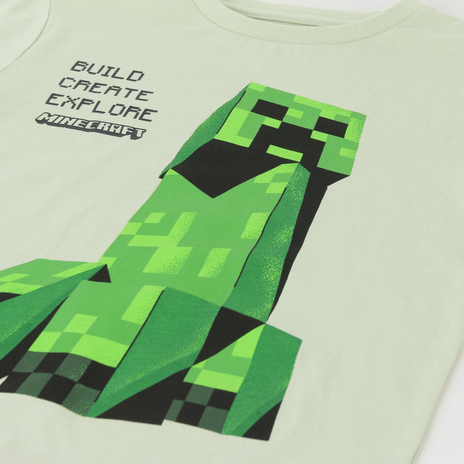 Polera Manga Larga Niño Creeper Blanco Minecraft - Poleras Chile | The Brands Club cl