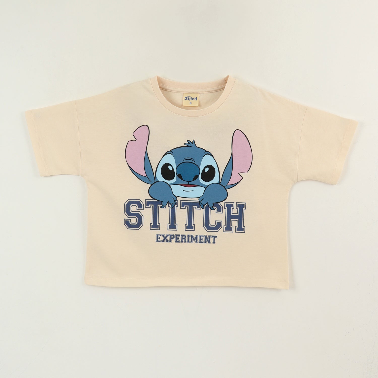 Polera Manga Corta Niña Beige Cara Lilo & Stitch Disney