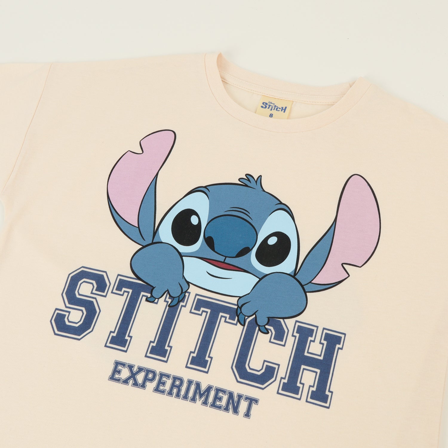 Polera Manga Corta Niña Beige Cara Lilo & Stitch Disney