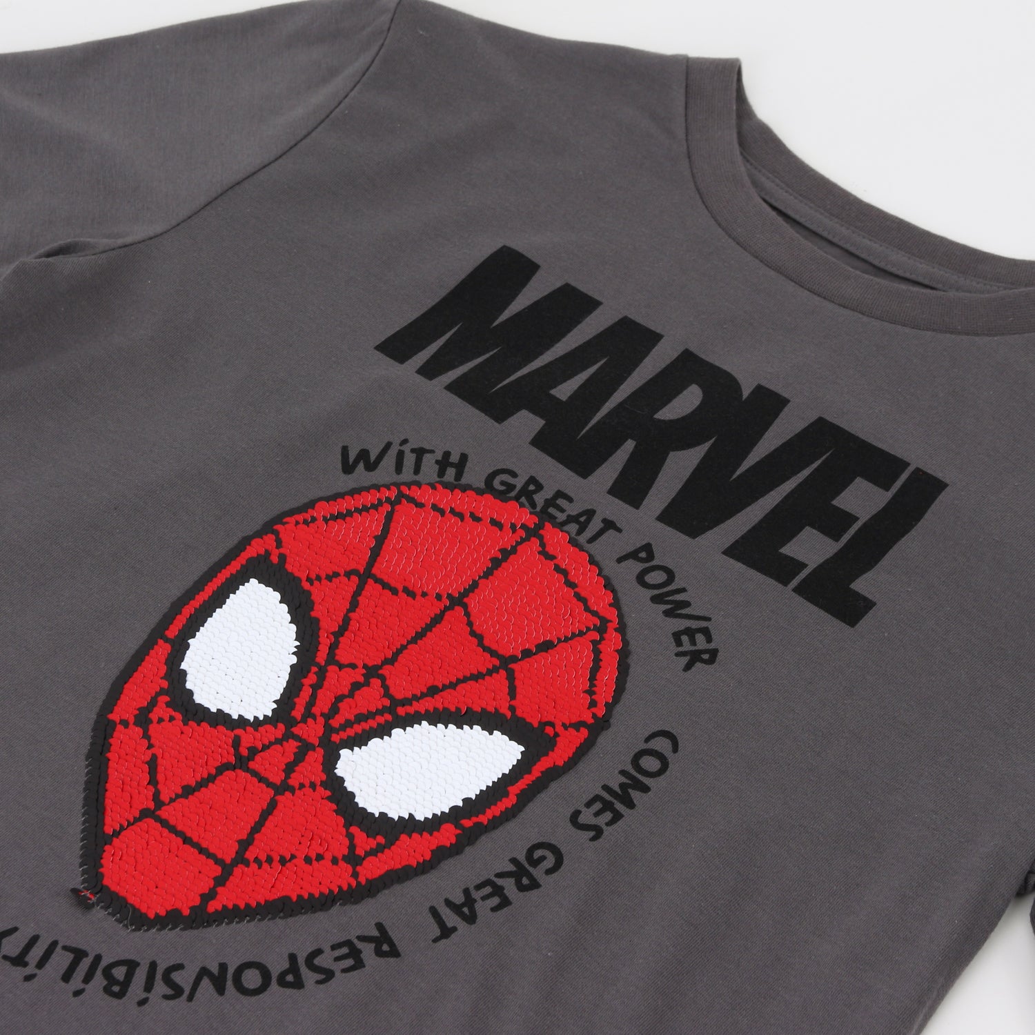 Polera Doble Manga Niño Spiderman Face Gris Marvel - Poleras Chile | The Brands Club cl