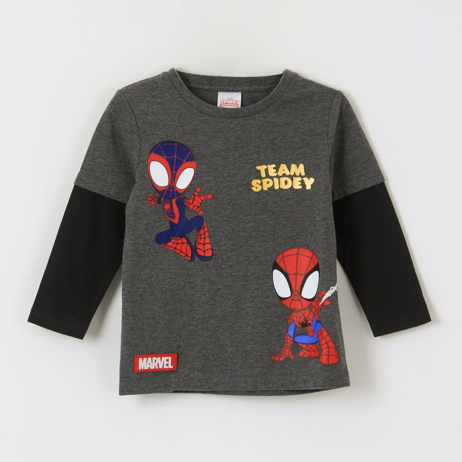 Polera Doble Manga Niño Team Spidey Gris Marvel - Poleras Chile | The Brands Club cl