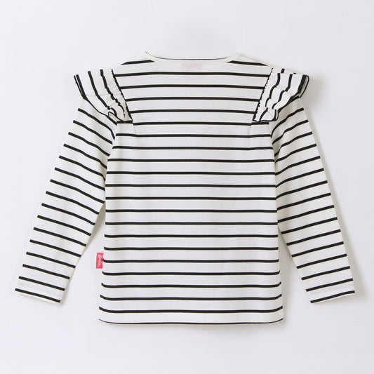 Polera Manga Larga Niña Rayas Logo Blanco Barbie - Poleras Chile | The Brands Club cl