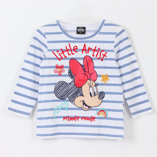 Polera Manga Larga Niña Rayas Minnie Blanco Disney - Poleras Chile | The Brands Club cl