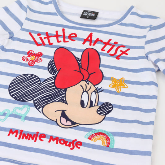 Polera Manga Larga Niña Rayas Minnie Blanco Disney - Poleras Chile | The Brands Club cl