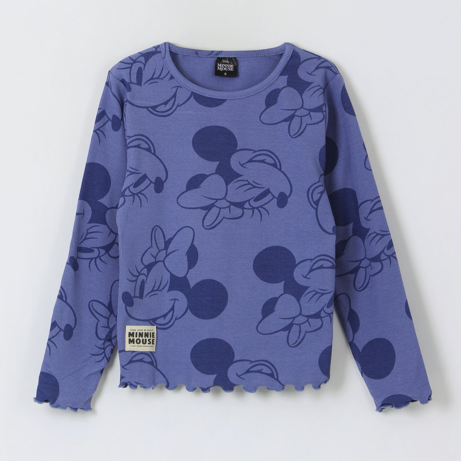 Polera Manga Larga Niña Rib Print Minnie Mouse Azul Disney - Poleras Chile | The Brands Club cl