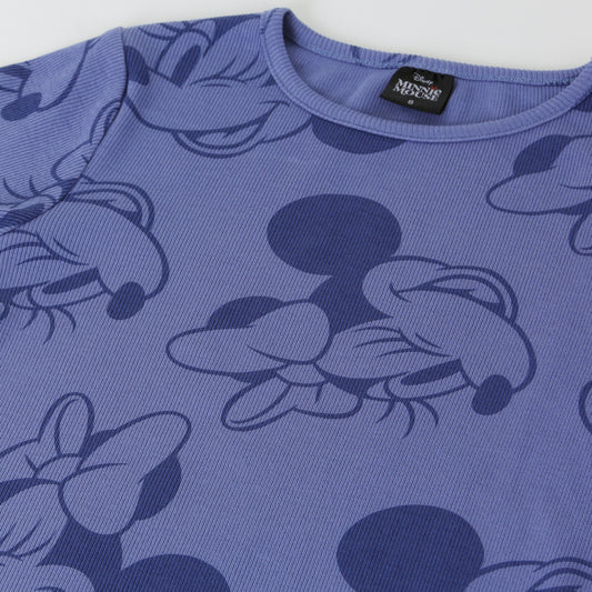 Polera Manga Larga Niña Rib Print Minnie Mouse Azul Disney - Poleras Chile | The Brands Club cl
