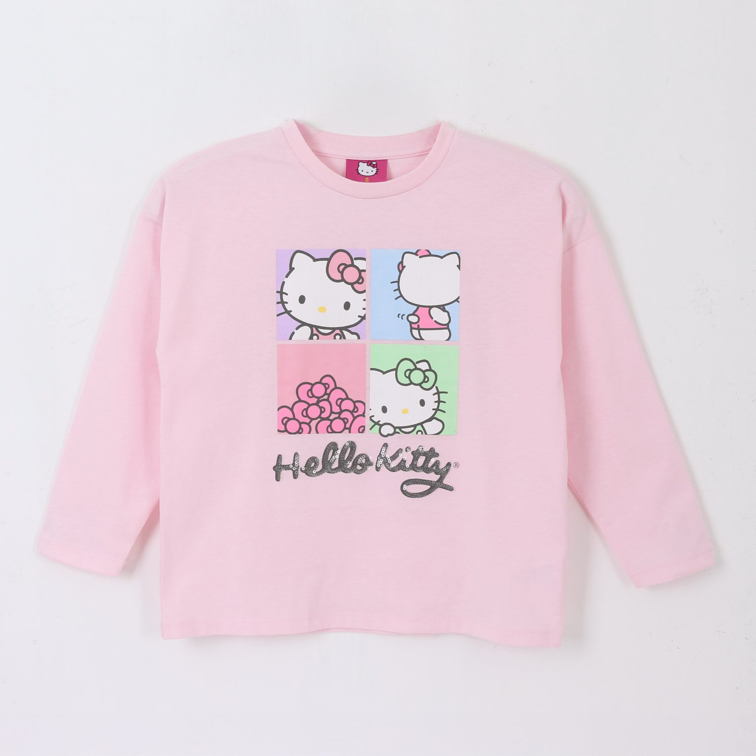 Polera Manga Larga Niña Diseño Mosaico Rosado Hello Kitty - Poleras Chile | The Brands Club cl