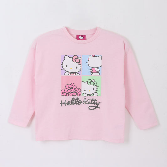 Polera Manga Larga Niña Diseño Mosaico Rosado Hello Kitty - Poleras Chile | The Brands Club cl