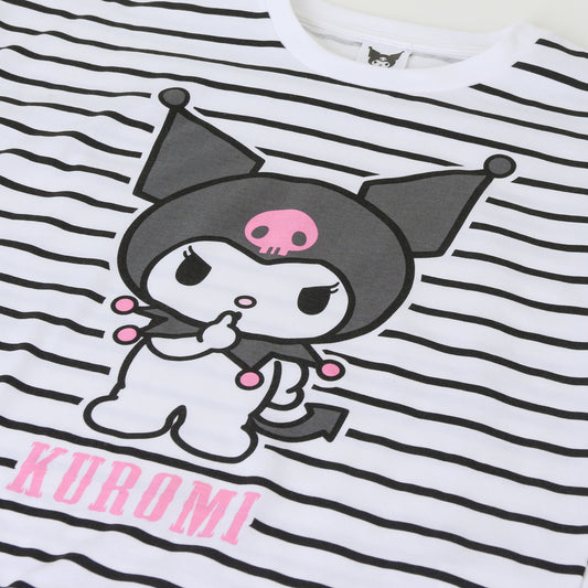 Polera Manga Larga Niña Rayas Kuromi Blanco Hello Kitty - Poleras Chile | The Brands Club cl