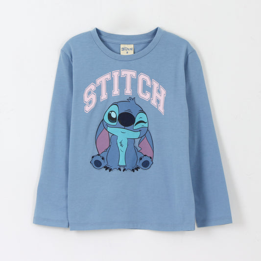 Polera Manga Larga Niña Guiño Lilo & Stitch Azul Disney - Poleras Chile | The Brands Club cl