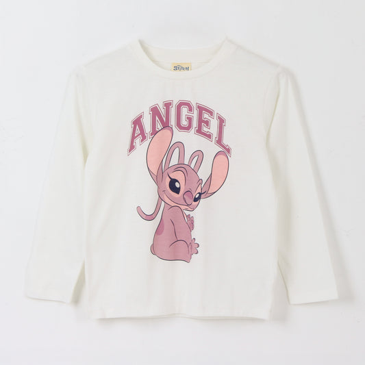 Polera Manga Larga Niña Angel Lilo & Stitch Blanco Disney - Poleras Chile | The Brands Club cl
