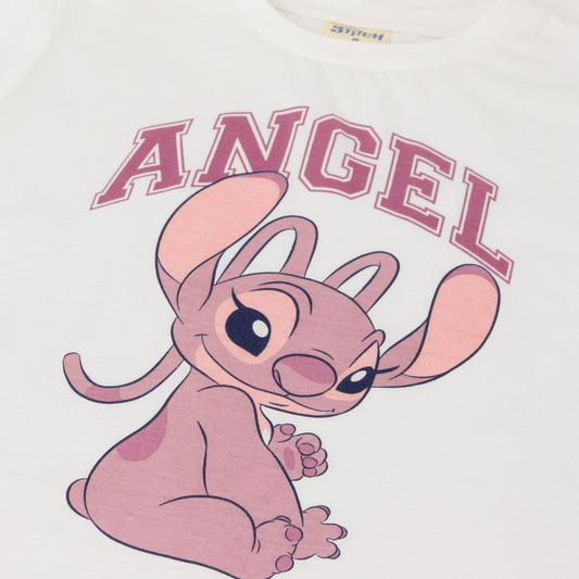 Polera Manga Larga Niña Angel Lilo & Stitch Blanco Disney - Poleras Chile | The Brands Club cl