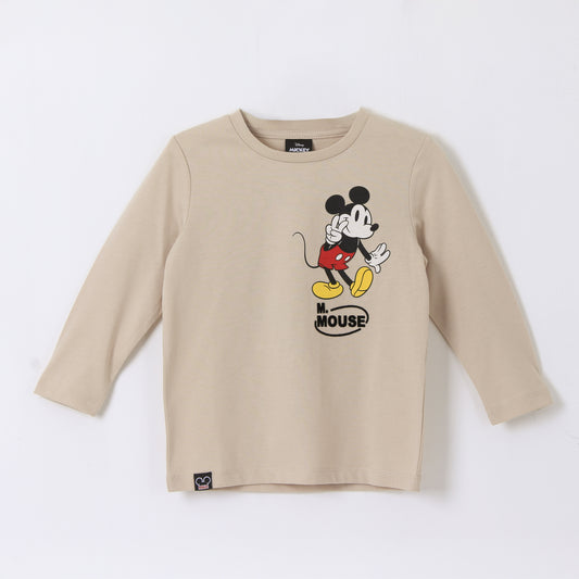 Polera Manga Larga Niño Back Print Mickey Beige Disney - Poleras Chile | The Brands Club cl