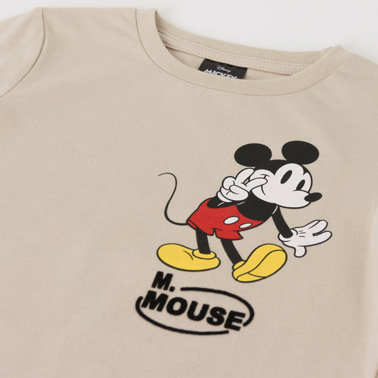 Polera Manga Larga Niño Back Print Mickey Beige Disney - Poleras Chile | The Brands Club cl