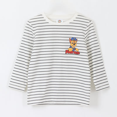 Polera Manga Larga Niño Rayas Blanco Paw Patrol