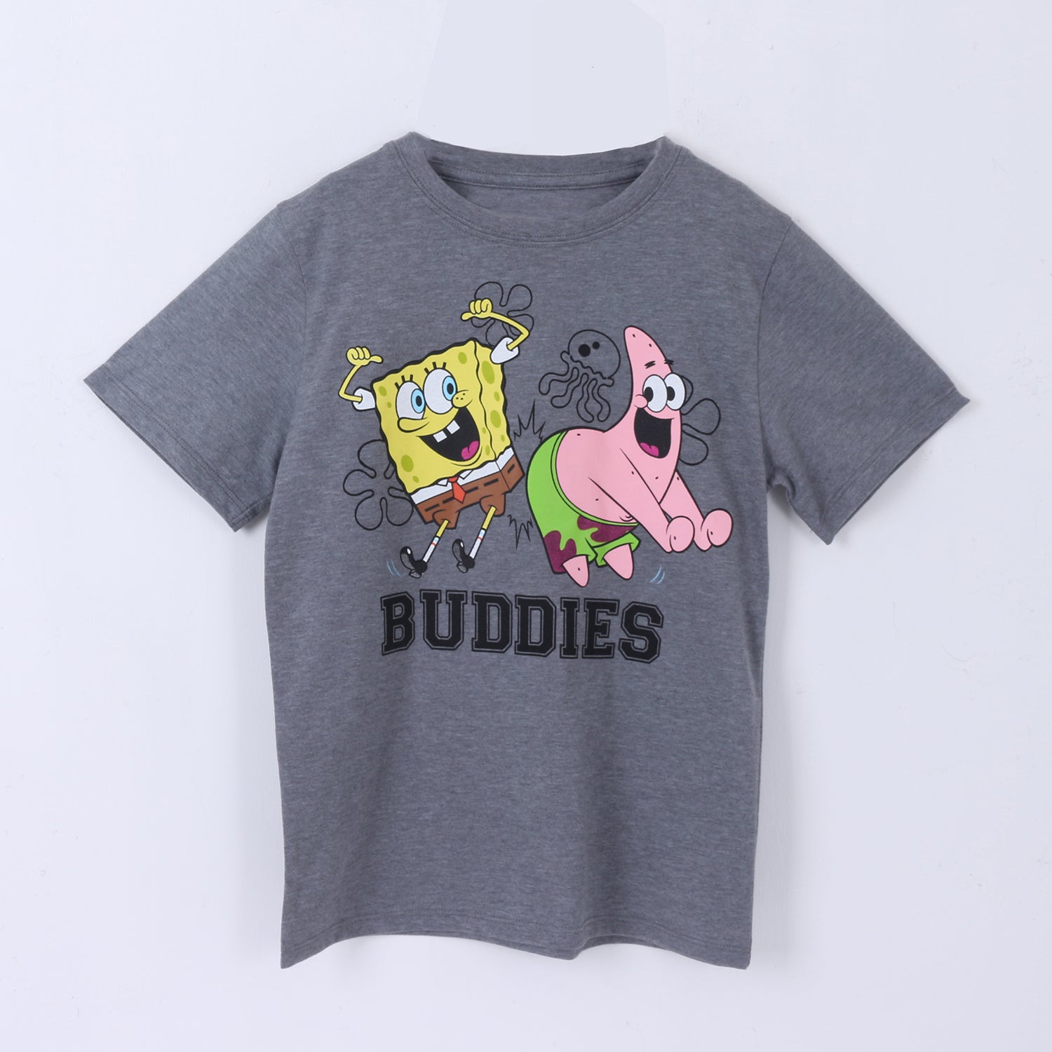 Polera Manga Corta Niño Gris Buddies Bob Esponja - Poleras Chile | The Brands Club cl
