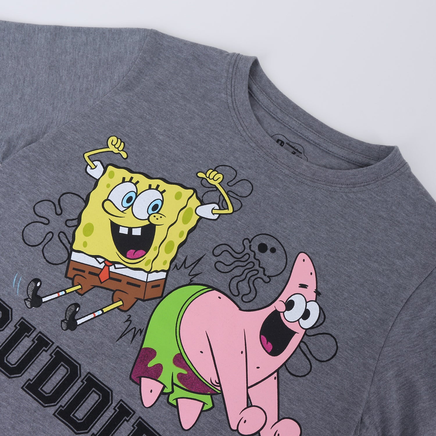 Polera Manga Corta Niño Gris Buddies Bob Esponja - Poleras Chile | The Brands Club cl