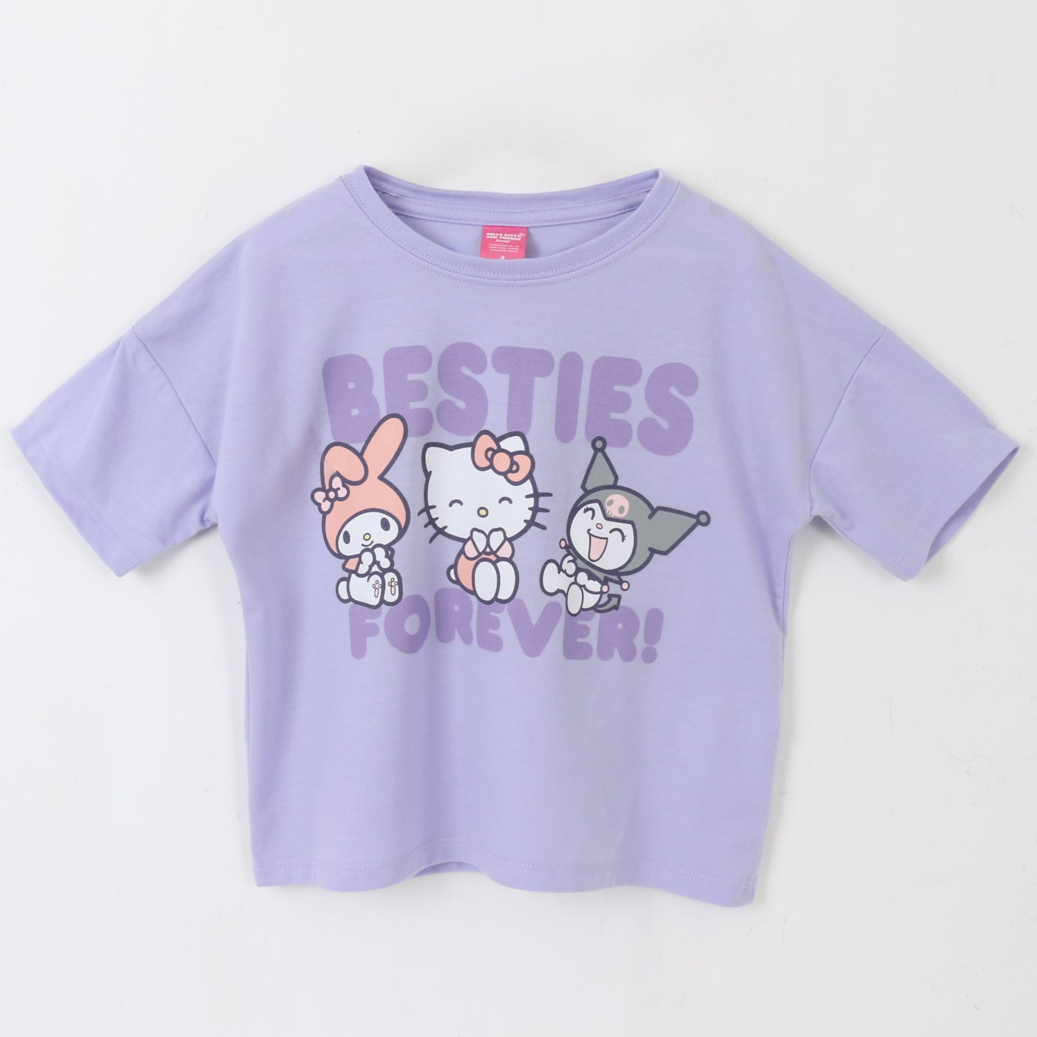 Polera Manga Corta Niña Morado Friends Forever Hello Kitty
