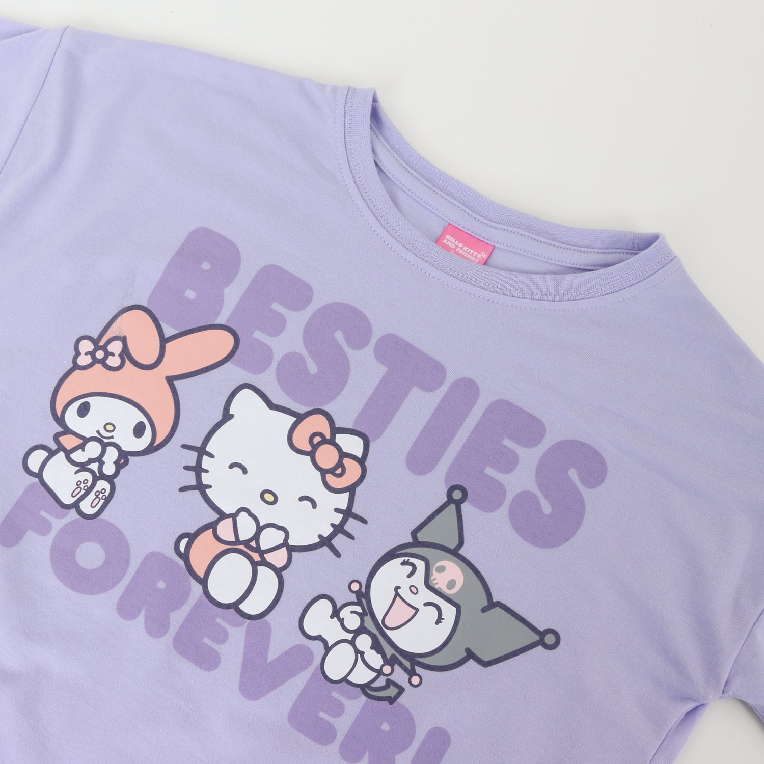 Polera Manga Corta Niña Morado Friends Forever Hello Kitty