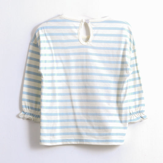 Polera Manga Larga Niña Rayas Family Blanco Bluey - Poleras Chile | The Brands Club cl