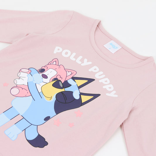 Polera Manga Larga Niña Polly Puppy Rosado Bluey - Poleras Chile | The Brands Club cl