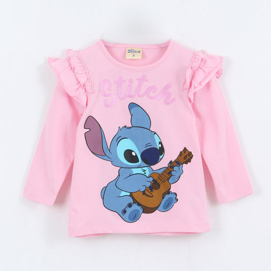 Polera Manga Larga Niña Vuelos Lilo & Stitch Rosado Disney - Poleras Chile | The Brands Club cl