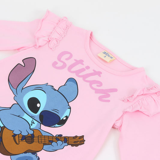 Polera Manga Larga Niña Vuelos Lilo & Stitch Rosado Disney - Poleras Chile | The Brands Club cl