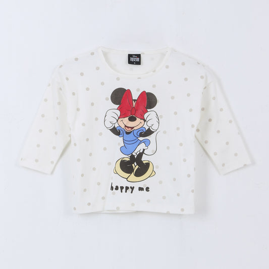 Polera Manga Larga Niña Moño Minnie Blanco Disney - Poleras Chile | The Brands Club cl