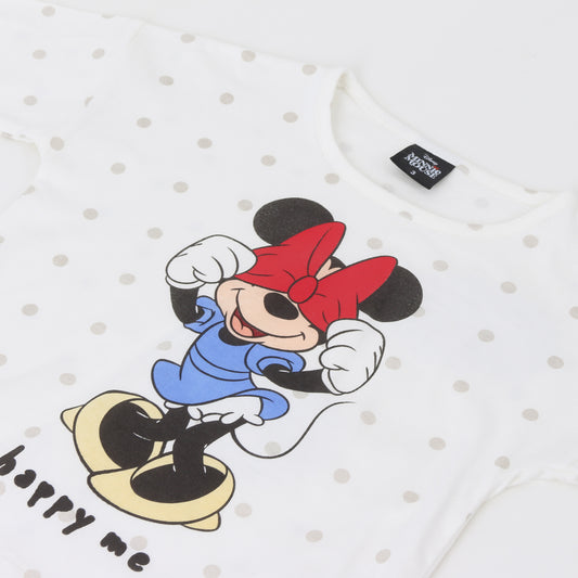 Polera Manga Larga Niña Moño Minnie Blanco Disney - Poleras Chile | The Brands Club cl