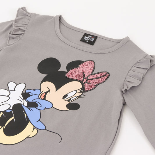 Polera Manga Larga Niña Vuelos Minnie Mouse Gris Disney - Poleras Chile | The Brands Club cl