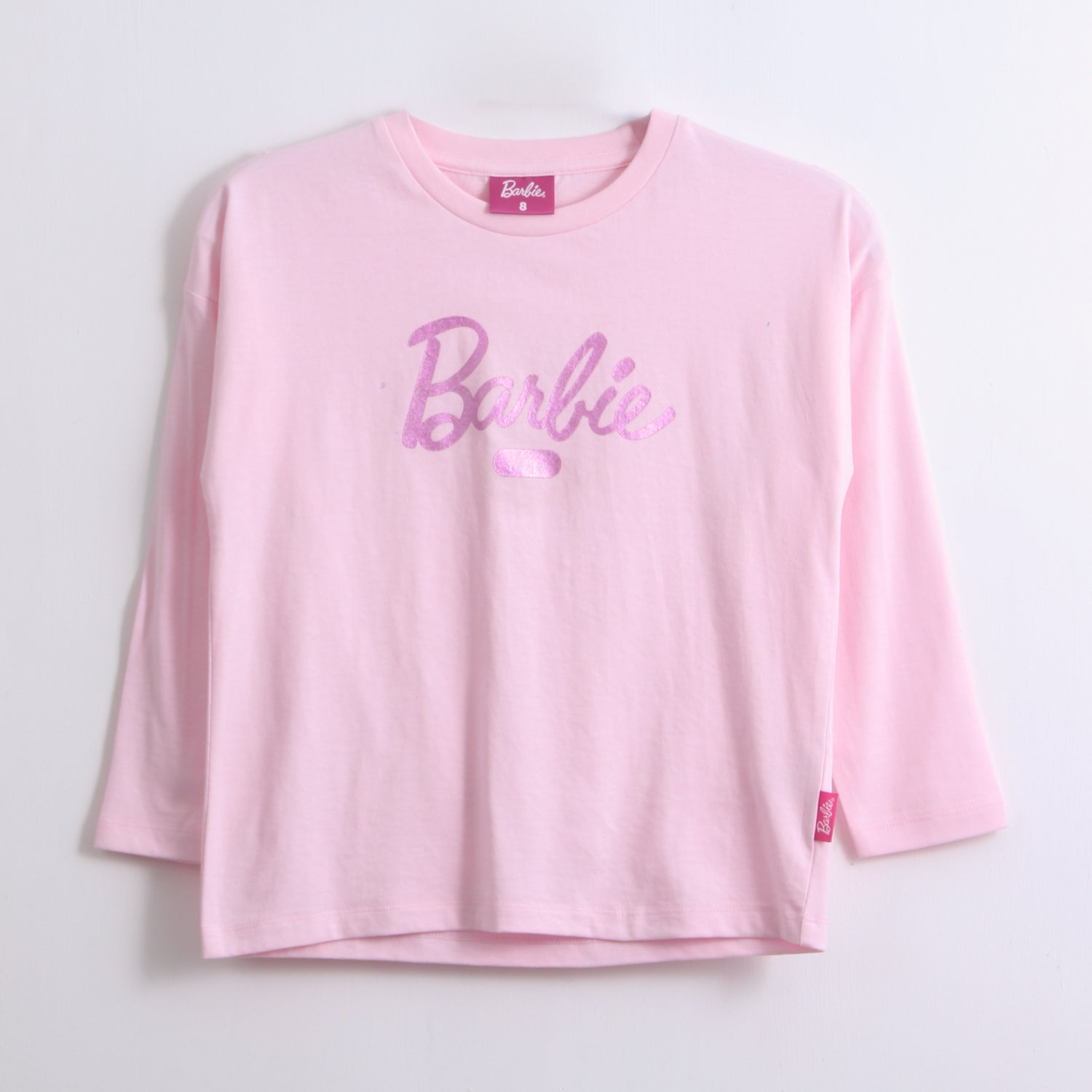 Polera Manga Larga Niña Logo Frontal Rosado Barbie - Poleras Chile | The Brands Club cl