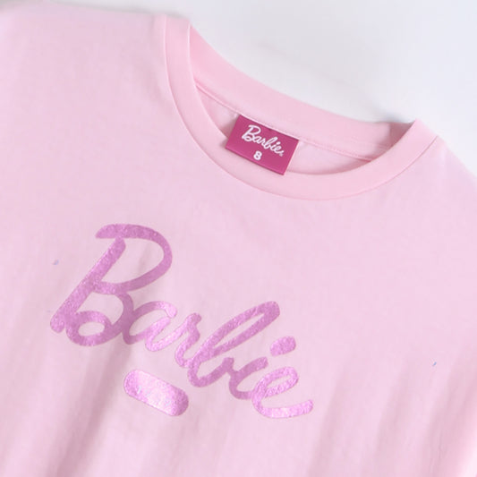 Polera Manga Larga Niña Logo Frontal Rosado Barbie - Poleras Chile | The Brands Club cl