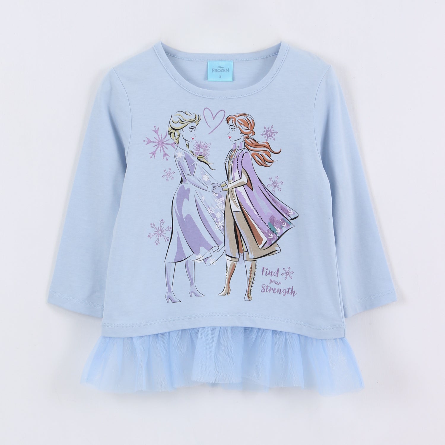 Polera Manga Larga Niña Elsa & Anna Frozen Celeste Disney - Poleras Chile | The Brands Club cl