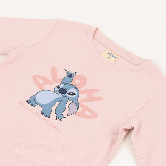 Polera Manga Larga Niña Lilo & Stitch Rosado Disney - Poleras Chile | The Brands Club cl