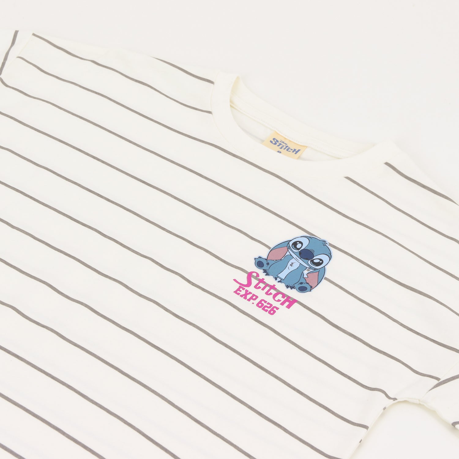 Polera Manga Larga Niña Rayas Lilo & Stitch Blanco Disney - Poleras Chile | The Brands Club cl