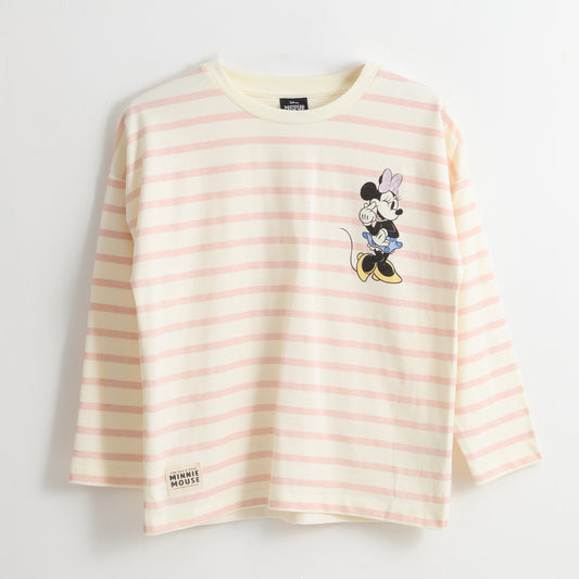 Polera Manga Larga Niña Rayas Minnie Mouse Blanco Disney - Poleras Chile | The Brands Club cl