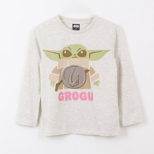 Polera Manga Larga Niña Grogu Gris Star Wars - Poleras Chile | The Brands Club cl