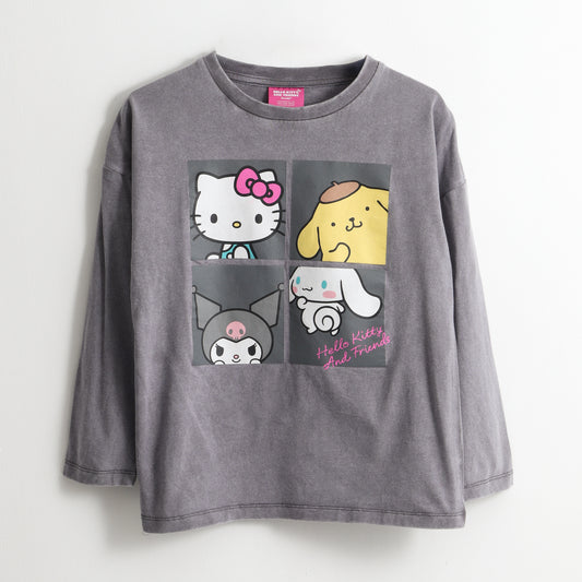 Polera Manga Larga Niña Mosaico Gris Hello Kitty - Poleras Chile | The Brands Club cl