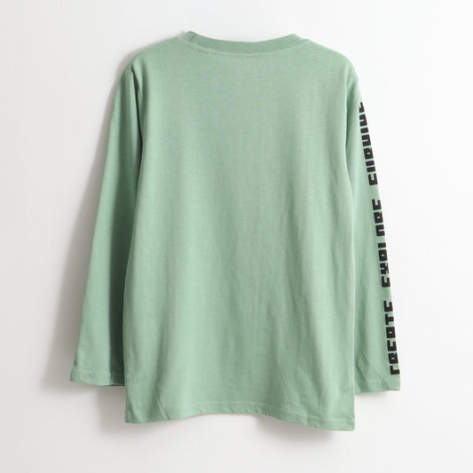 Polera Manga Larga Niño Adventure Mode Verde Minecraft - Poleras Chile | The Brands Club cl