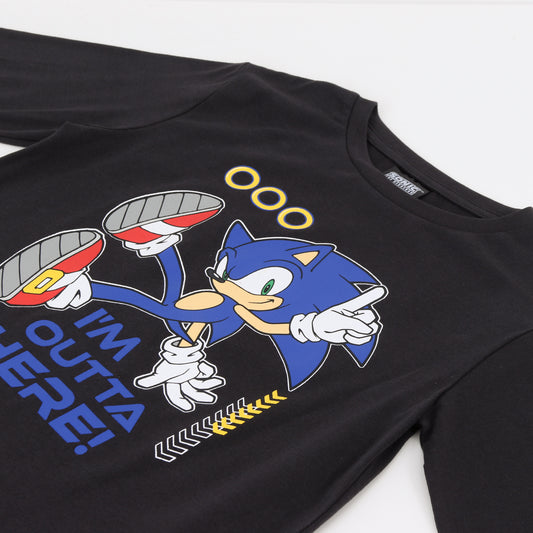 Polera Manga Larga Niño Sonic Rings Negro Sonic - Poleras Chile | The Brands Club cl