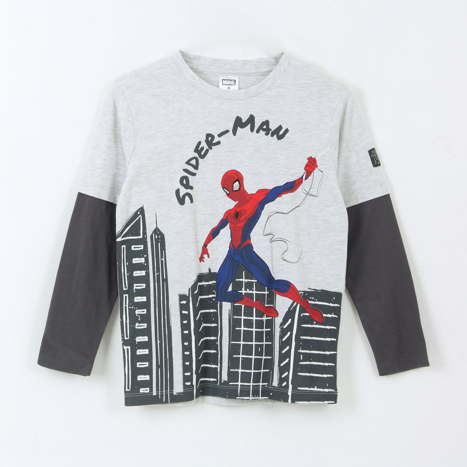 Polera Doble Manga Niño Jumping Spiderman Blanco Marvel - Poleras Chile | The Brands Club cl