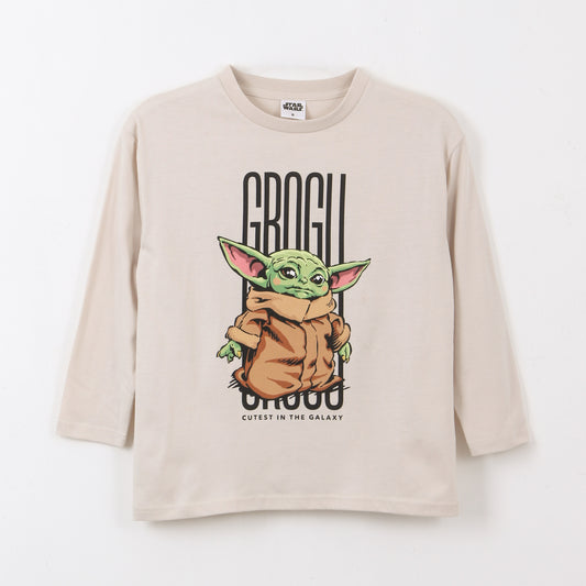 Polera Manga Larga Niño Grogu Beige Star Wars - Poleras Chile | The Brands Club cl