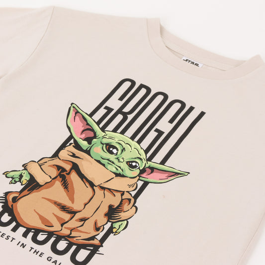 Polera Manga Larga Niño Grogu Beige Star Wars - Poleras Chile | The Brands Club cl