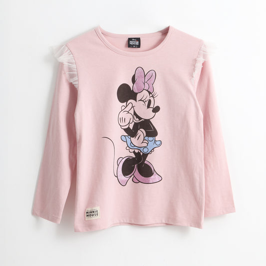 Polera Manga Larga Niña Vuelos Minnie Guiño Rosado Disney - Poleras Chile | The Brands Club cl