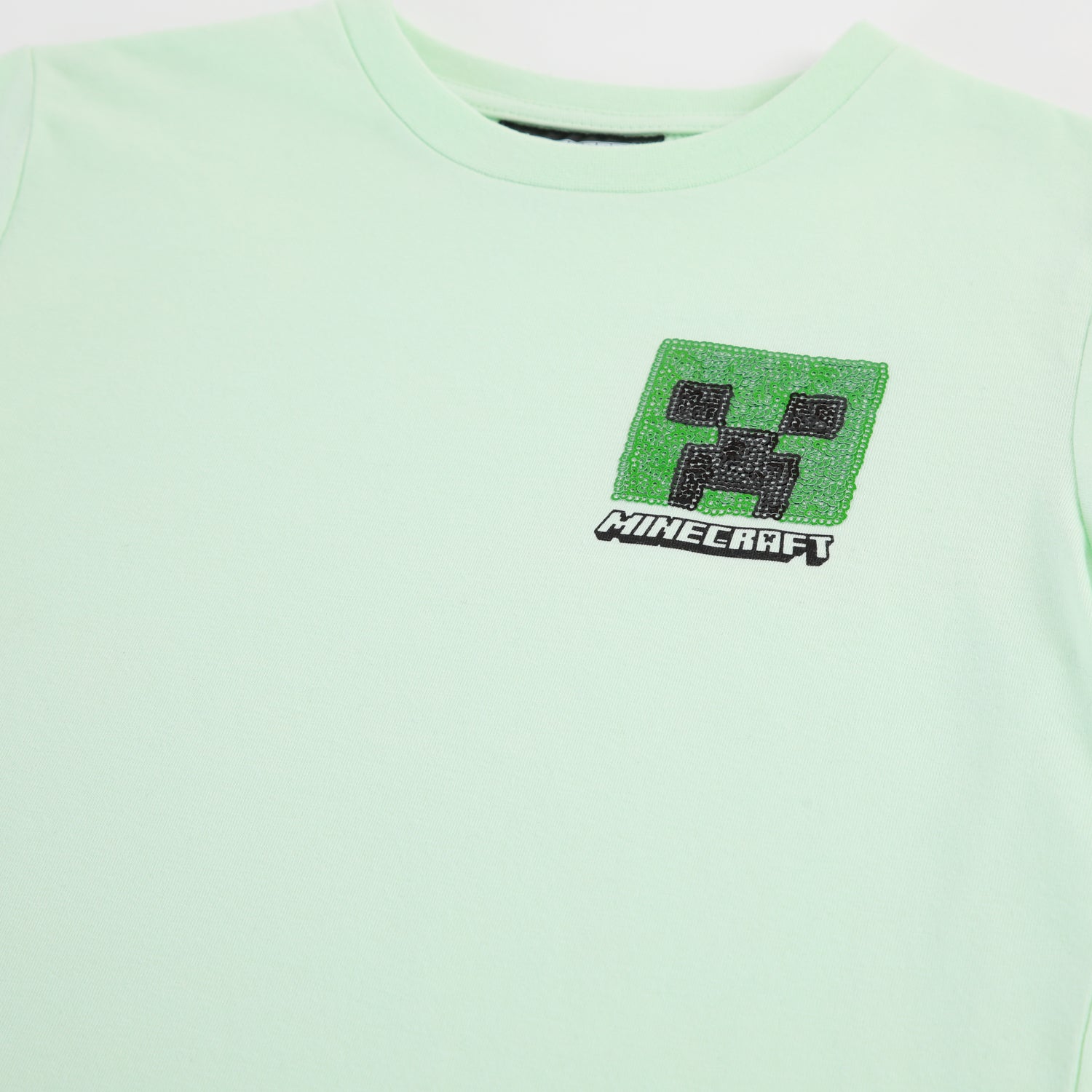 Polera Manga Corta Niño Minecraft Sequins Verde