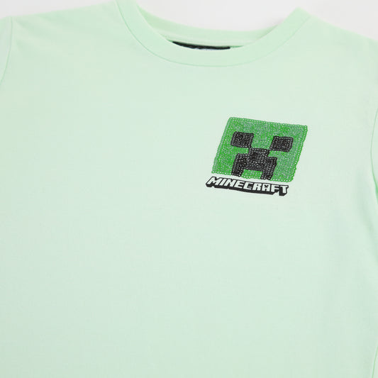 Polera Manga Corta Niño Minecraft Sequins Verde - Poleras Chile | The Brands Club cl