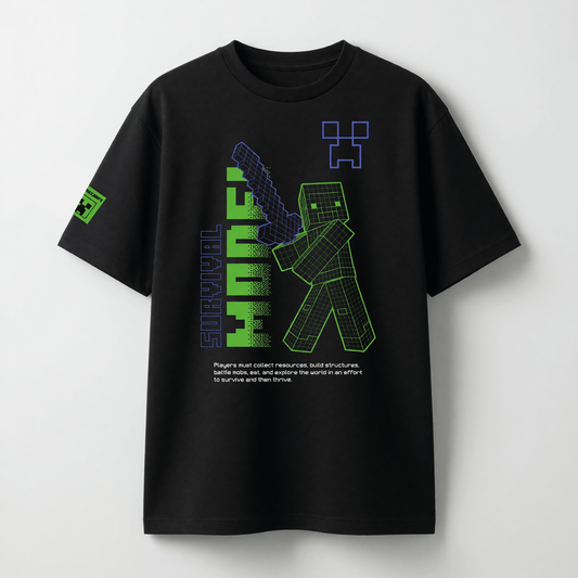 Polera Manga Corta Niño Minecraft Fluor Negro - Poleras Chile | The Brands Club cl