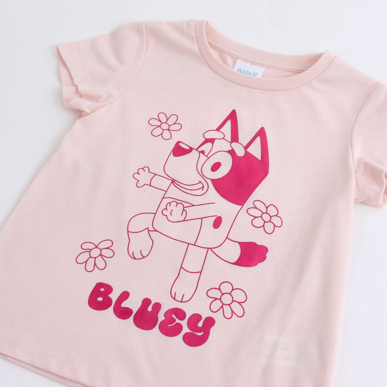 Polera Manga Corta Niña Foil Bingo Rosado Bluey