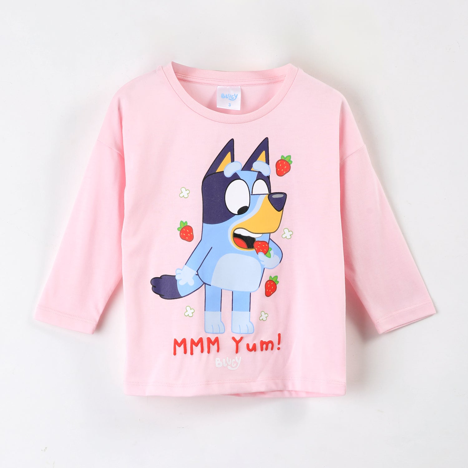 Polera Manga Larga Niña Frutillas Rosado Bluey